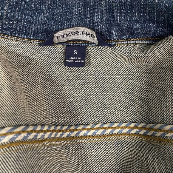 Land's End Blue Jean Jacket Women’s Sz Small, Beach Boho, BBQ, Picnic, Vacation - Picture 7 of 10